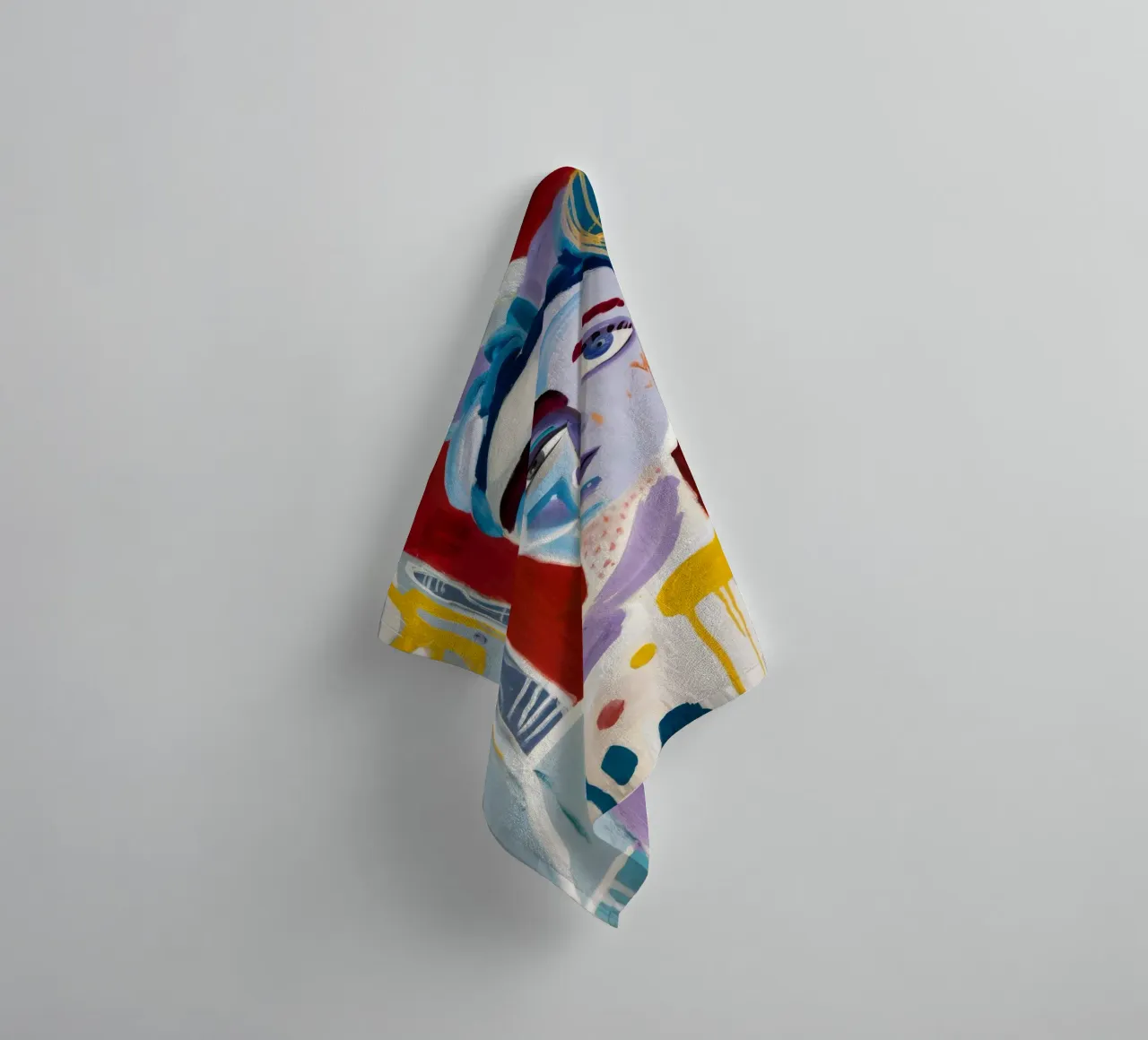 Kleurrijk abstract gezicht badhanddoek van Lunar Templar
