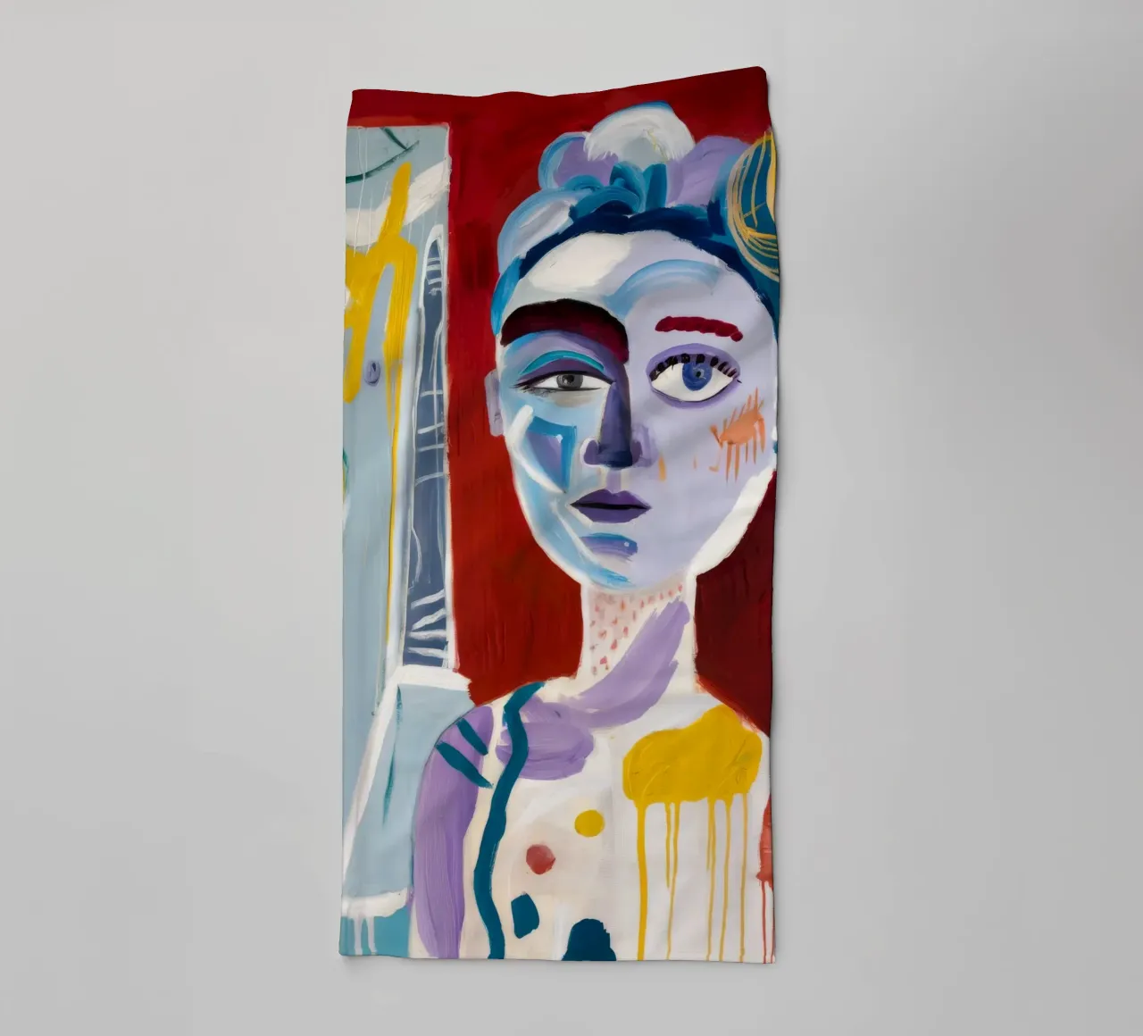 Kleurrijk abstract gezicht badhanddoek van Lunar Templar