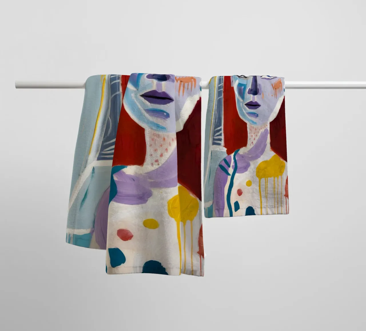 Kleurrijk abstract gezicht badhanddoek van Lunar Templar