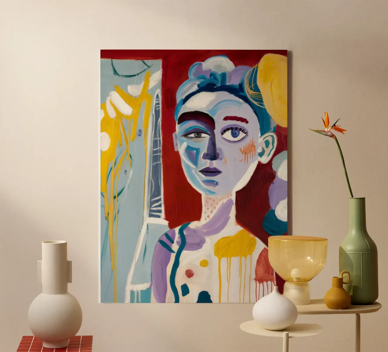 Kleurrijk abstract gezicht canvas met Baklijst van Lunar Templar