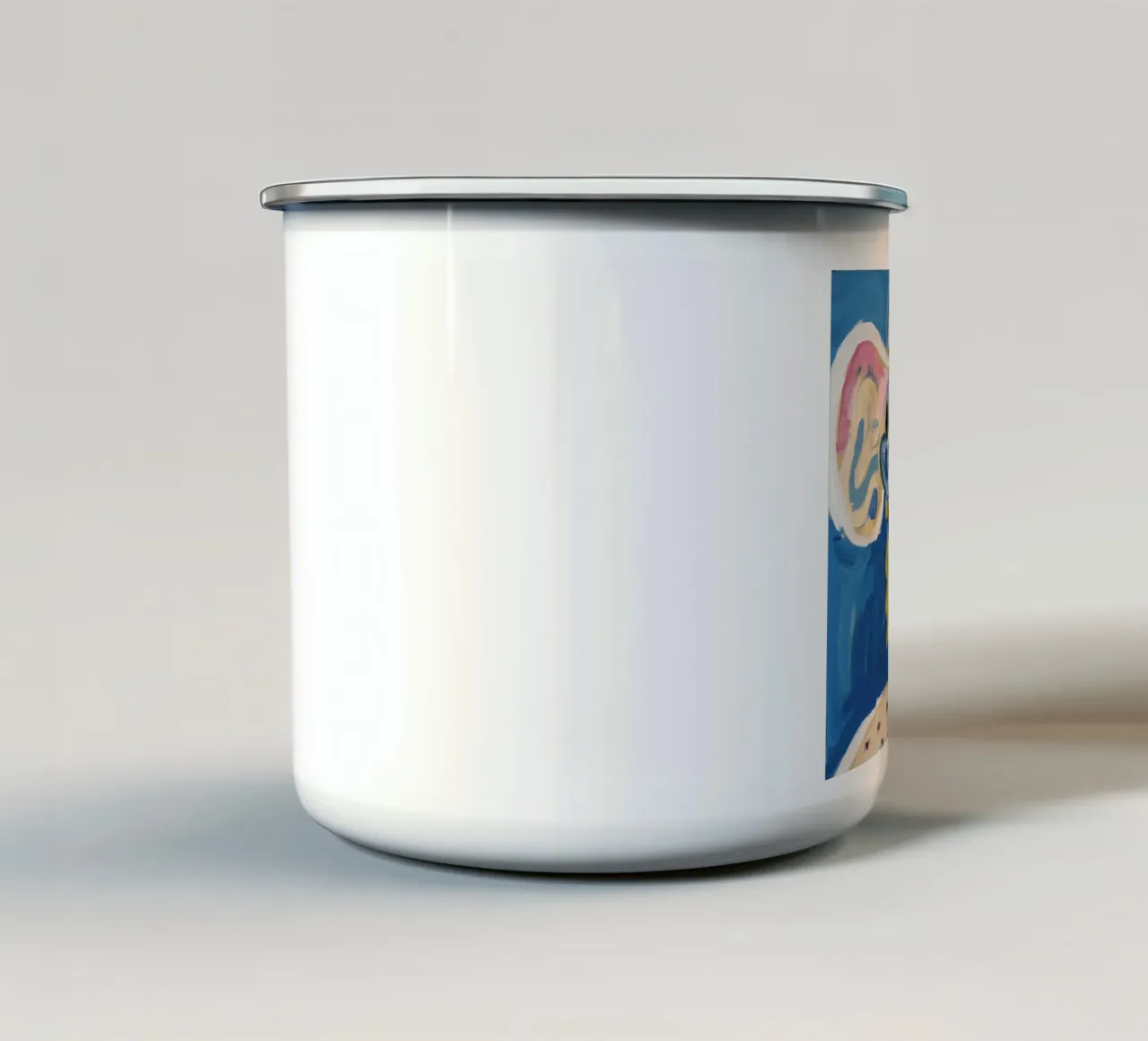Ritratto astratto a pastello tazza in smalto da Lunar Templar
