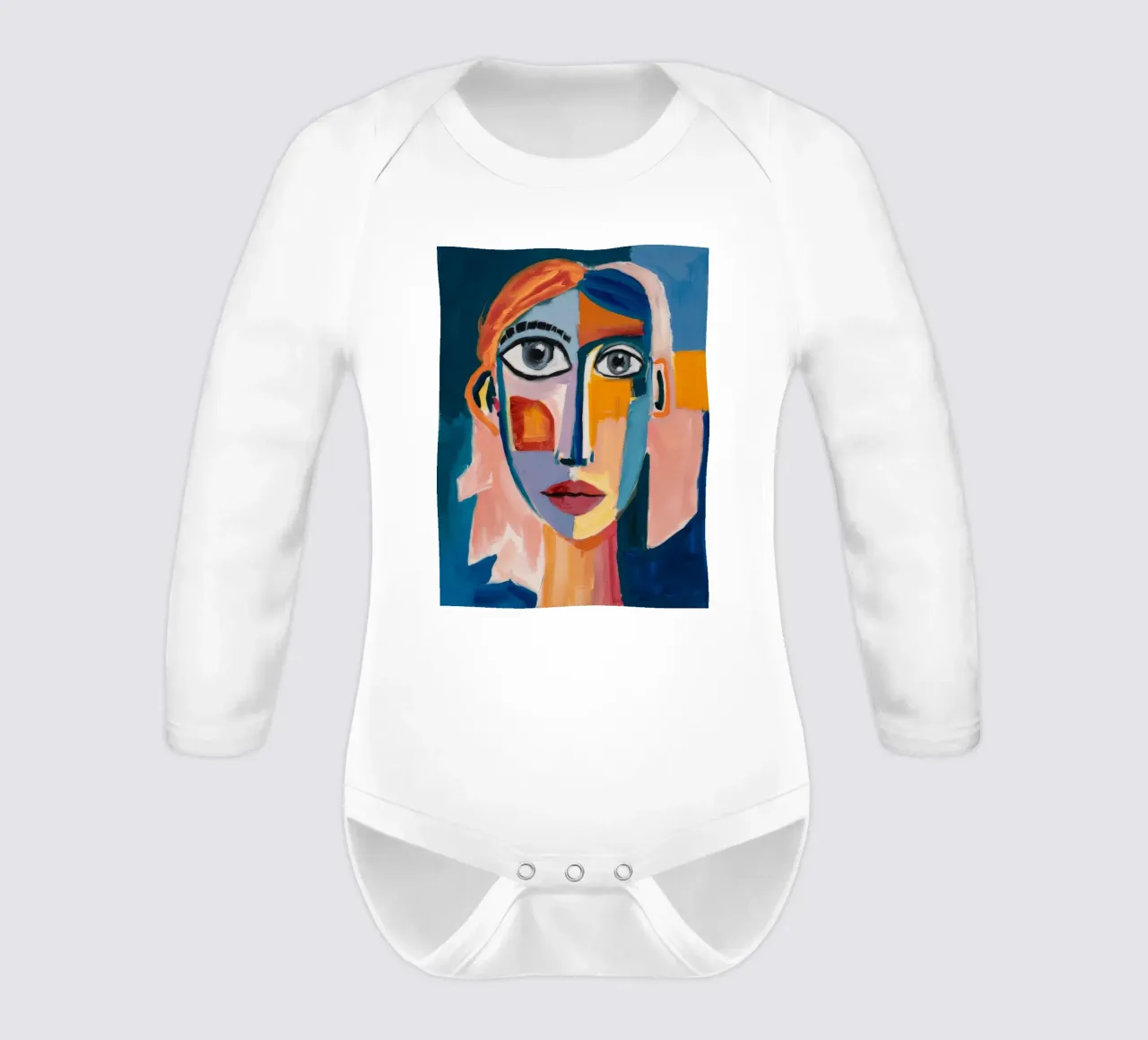 Bold Color Contrast long-sleeve baby romper by Lunar Templar