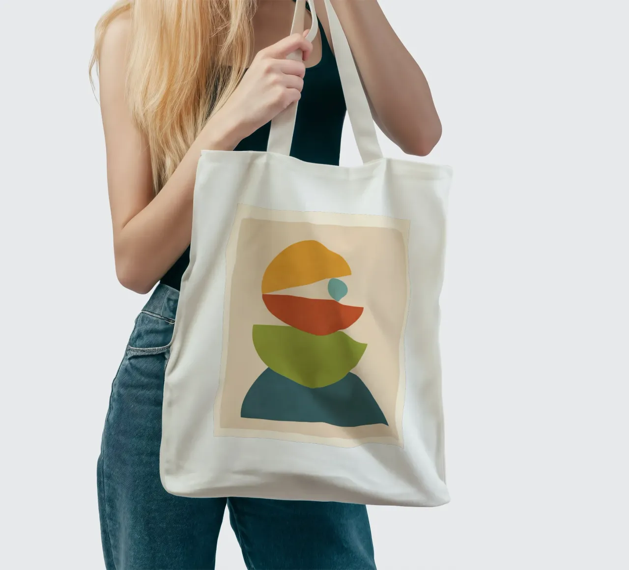 Minimal Balance – Abstract Forms I borsa in juta da Nadjaa