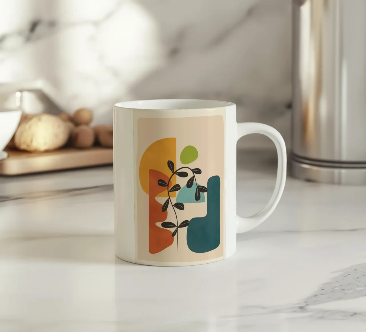 Minimal Balance – Abstract Forms II Keramik Tasse von Nadjaa