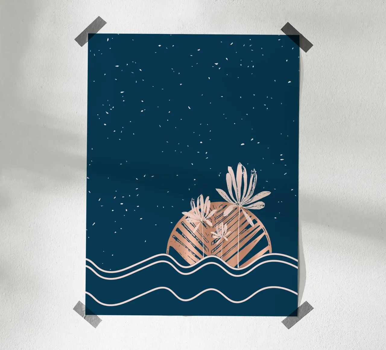 Insel Palme Illustration Urlaub Poster Insel Palmen Meer poster con telaio in legno da LIMITED EDITION LETTERS