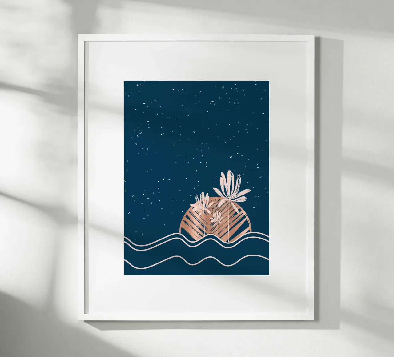 Insel Palme Illustration Urlaub Poster Insel Palmen Meer poster con telaio in legno da LIMITED EDITION LETTERS