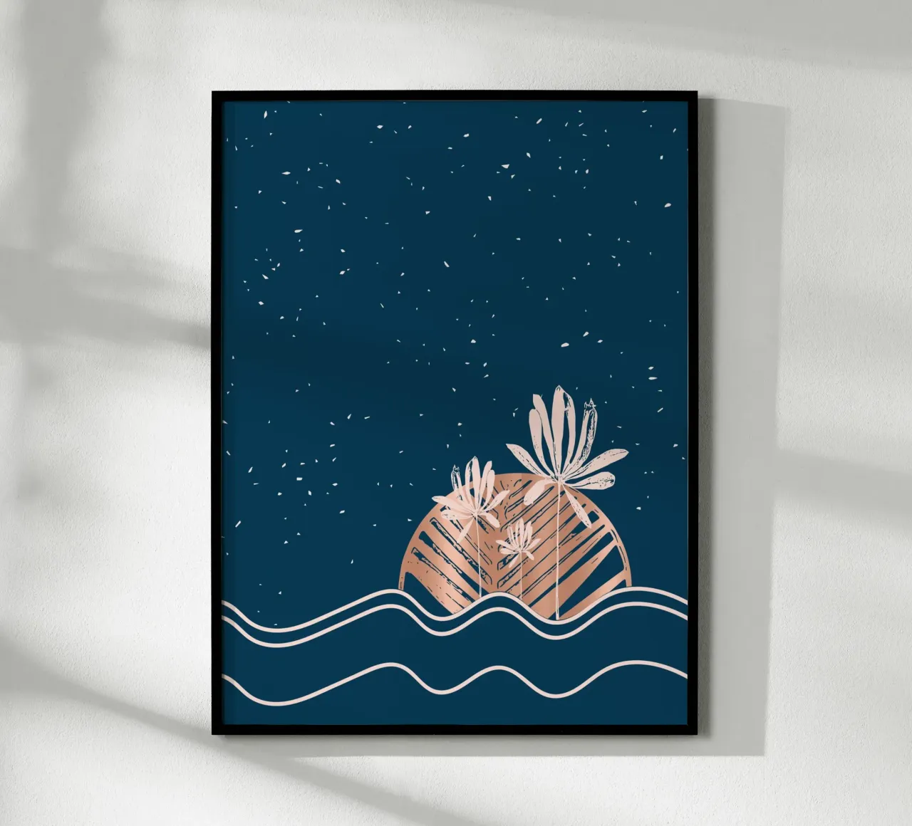 Insel Palme Illustration Urlaub Poster Insel Palmen Meer poster con telaio in legno da LIMITED EDITION LETTERS
