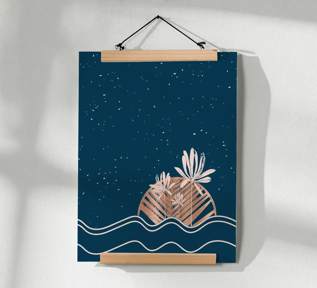 Insel Palme Illustration Urlaub Poster Insel Palmen Meer poster con telaio in legno da LIMITED EDITION LETTERS