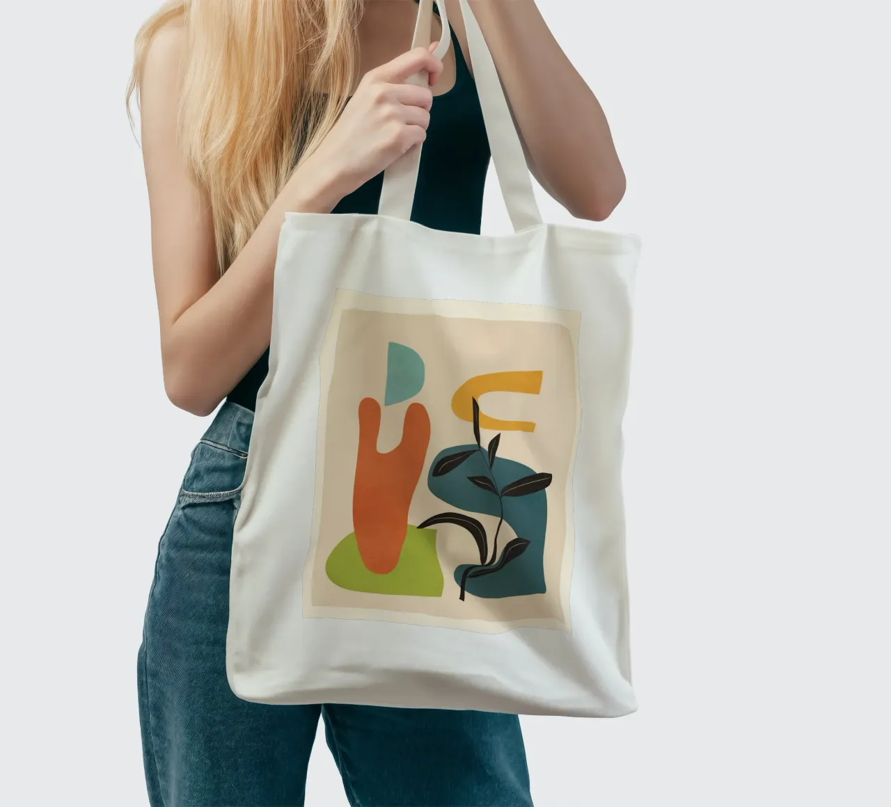 Minimal Balance – Abstract Forms III borsa in juta da Nadjaa