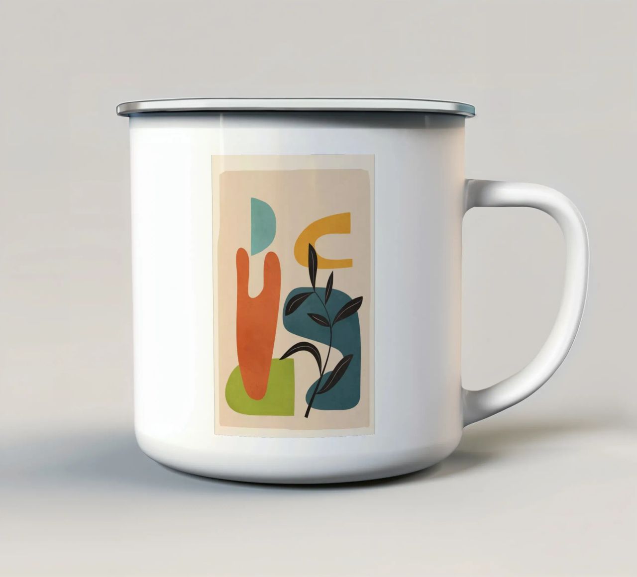 Minimal Balance – Abstract Forms III enamel mug by Nadjaa
