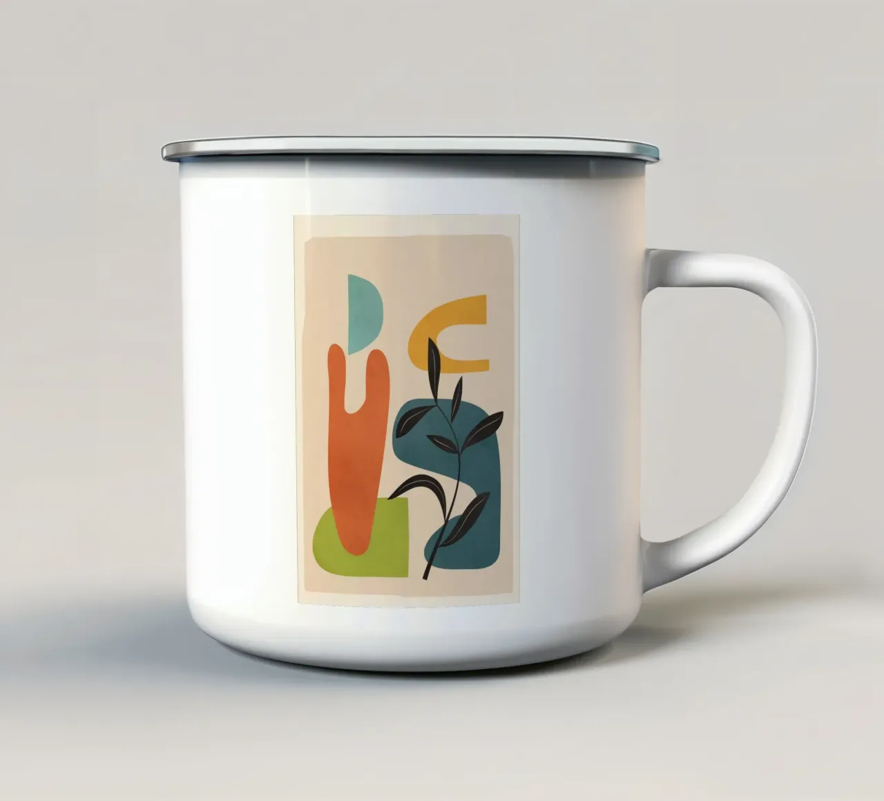 Minimal Balance – Abstract Forms III enamel mug by Nadjaa