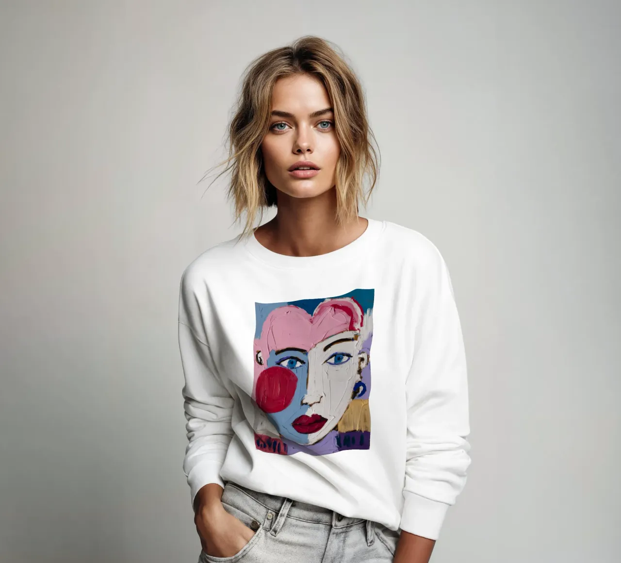 Vibrant Expressionist Face sweatshirt by Lunar Templar