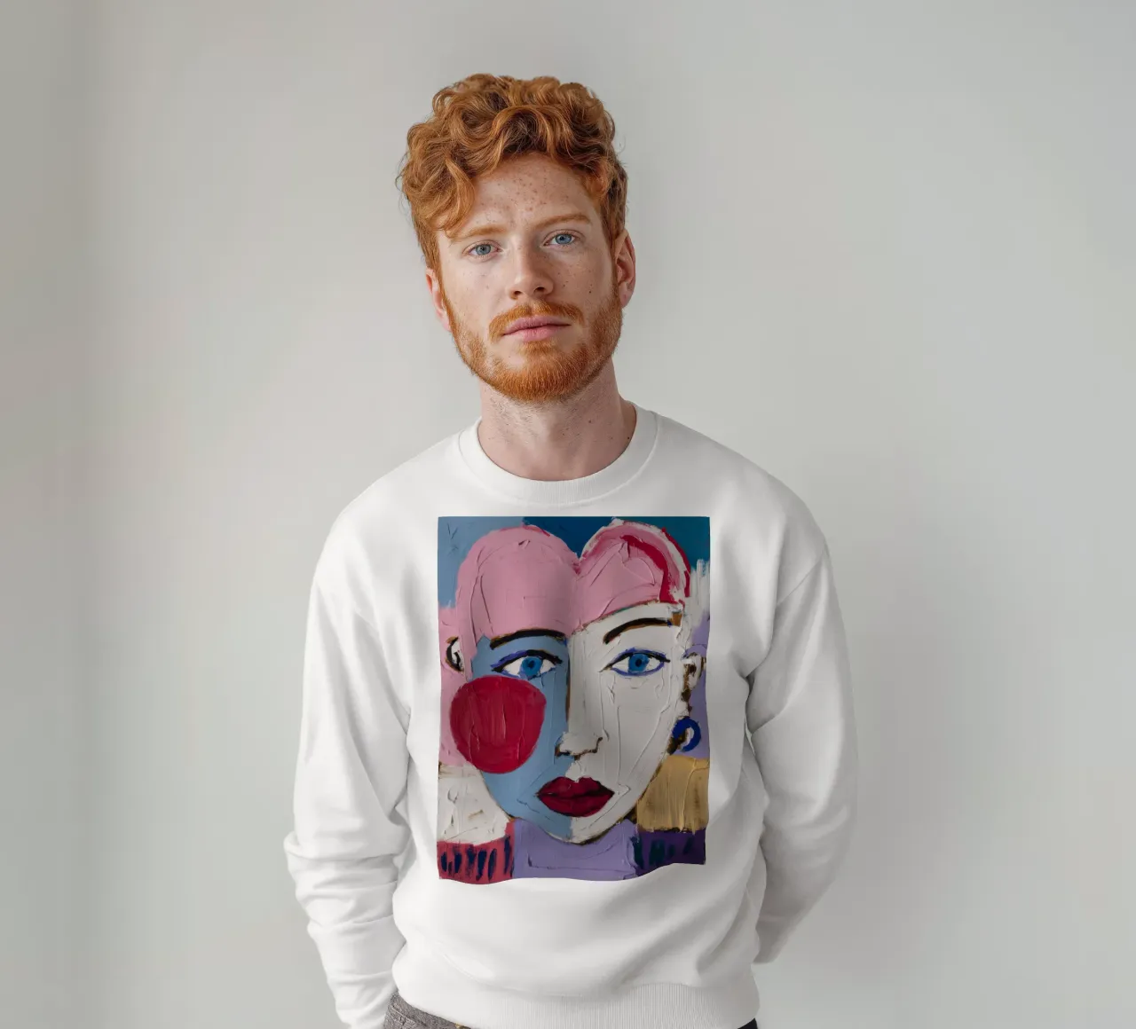 Vibrant Expressionist Face sweatshirt by Lunar Templar