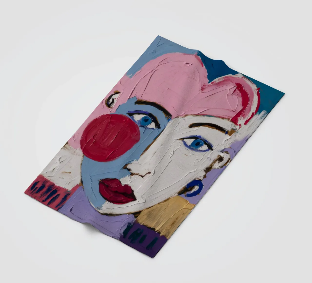Vibrant Expressionist Face fleece blanket by Lunar Templar