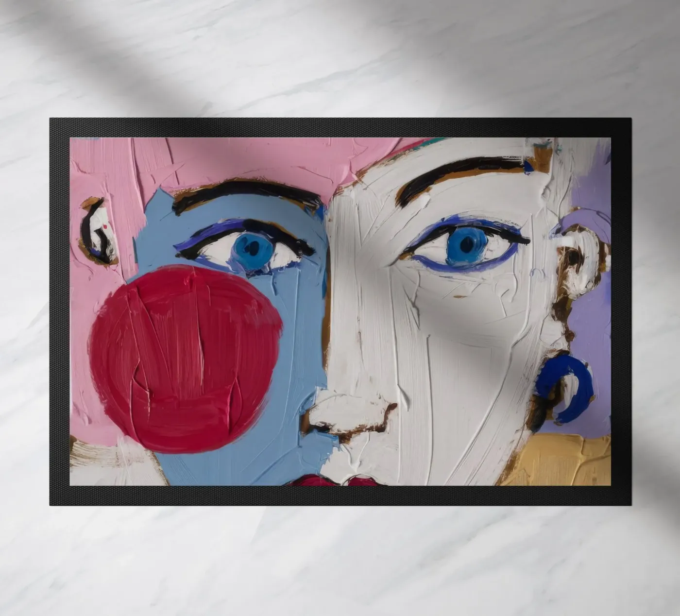 Vibrant Expressionist Face doormat by Lunar Templar