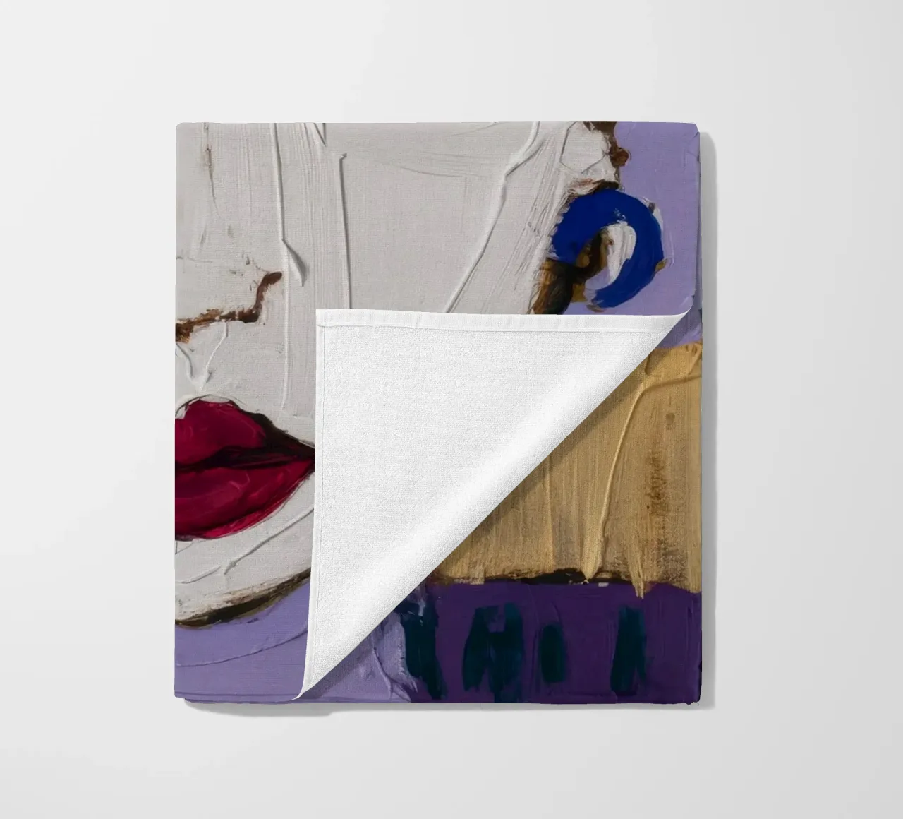 Vibrant Expressionist Face beach towel by Lunar Templar