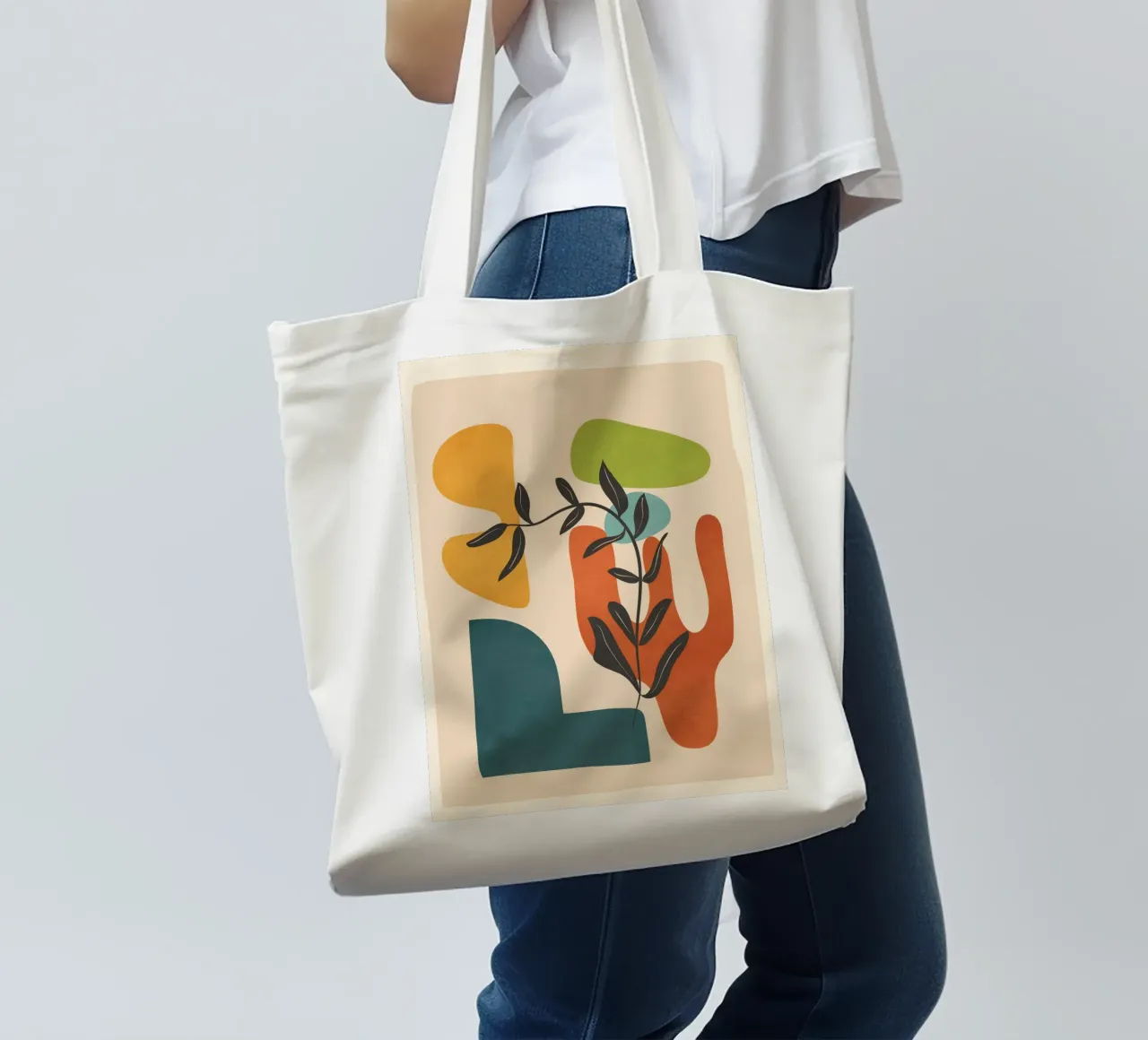 Minimal Balance – Abstract Forms IV borsa in juta da Nadjaa