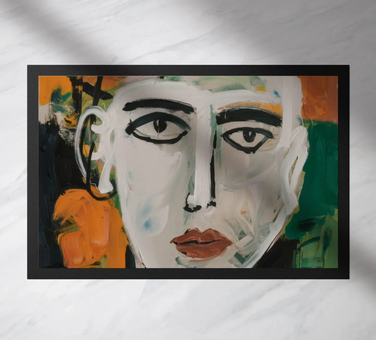 Bold Abstract Face doormat by Lunar Templar