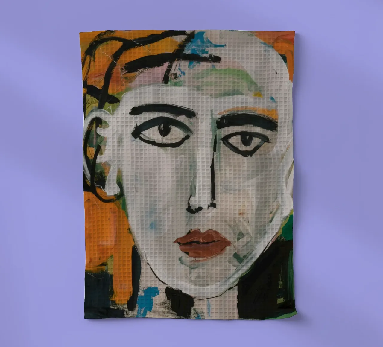Bold Abstract Face tea towel by Lunar Templar