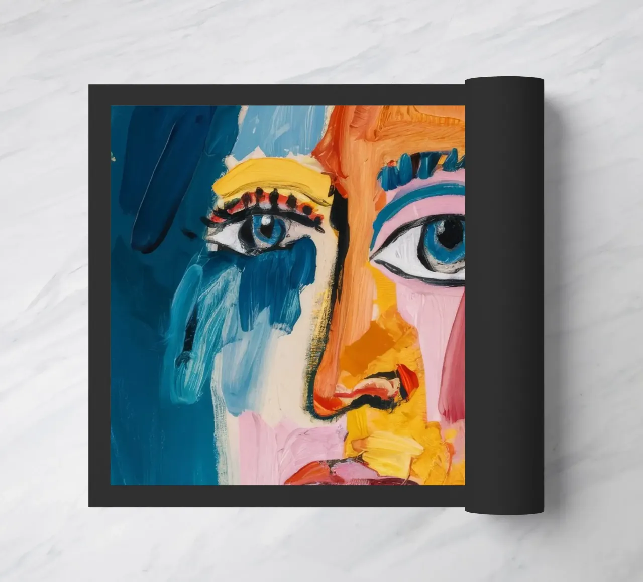 Golden-Haired Abstract Portrait doormat by Lunar Templar
