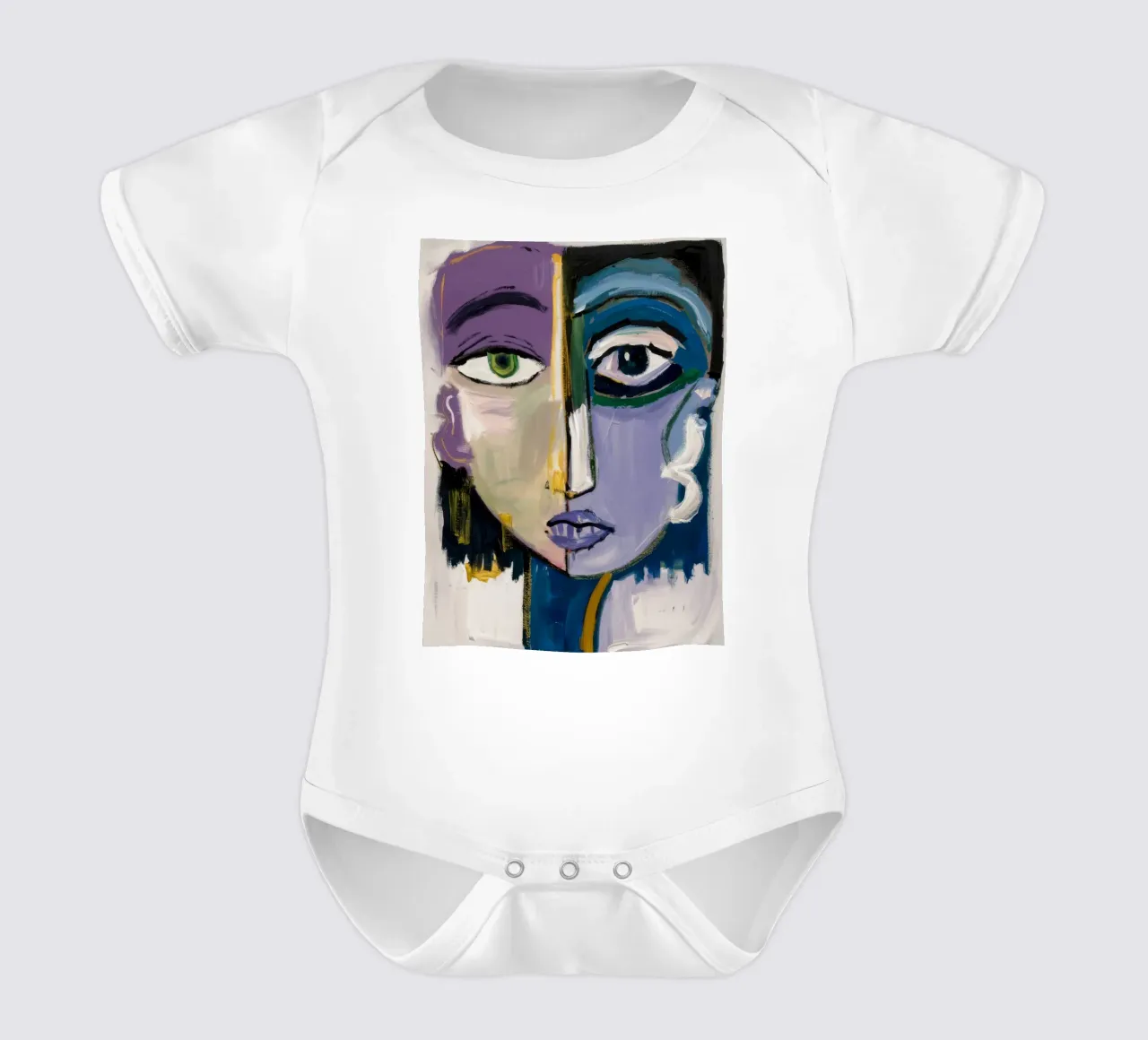 Minimalist Abstract Face short-sleeve baby romper by Lunar Templar