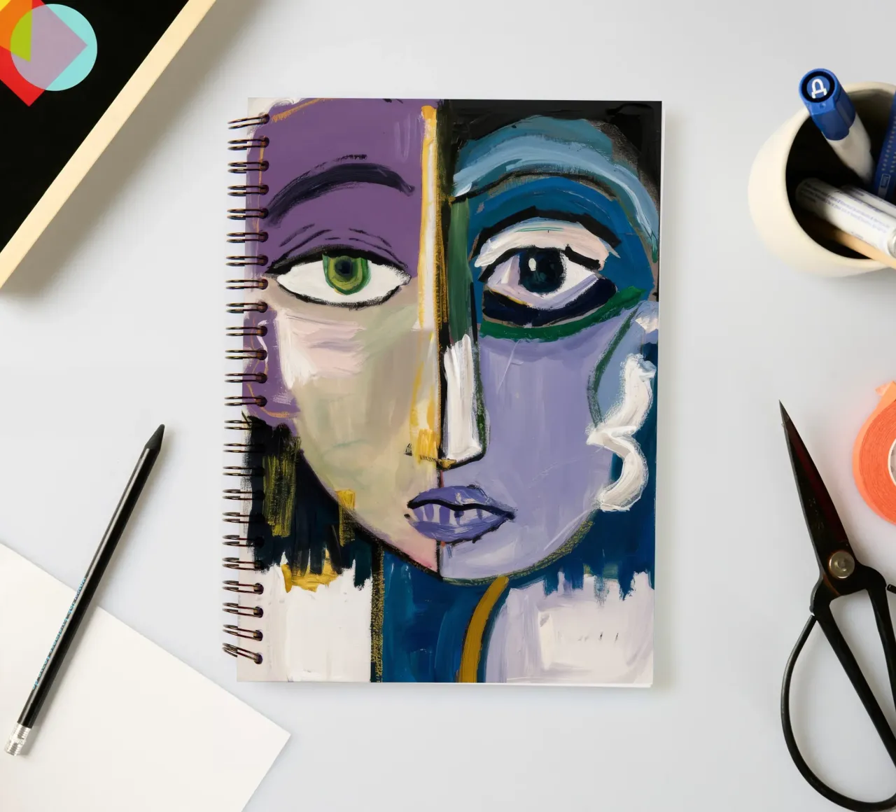 Minimalist Abstract Face spiral notebook by Lunar Templar