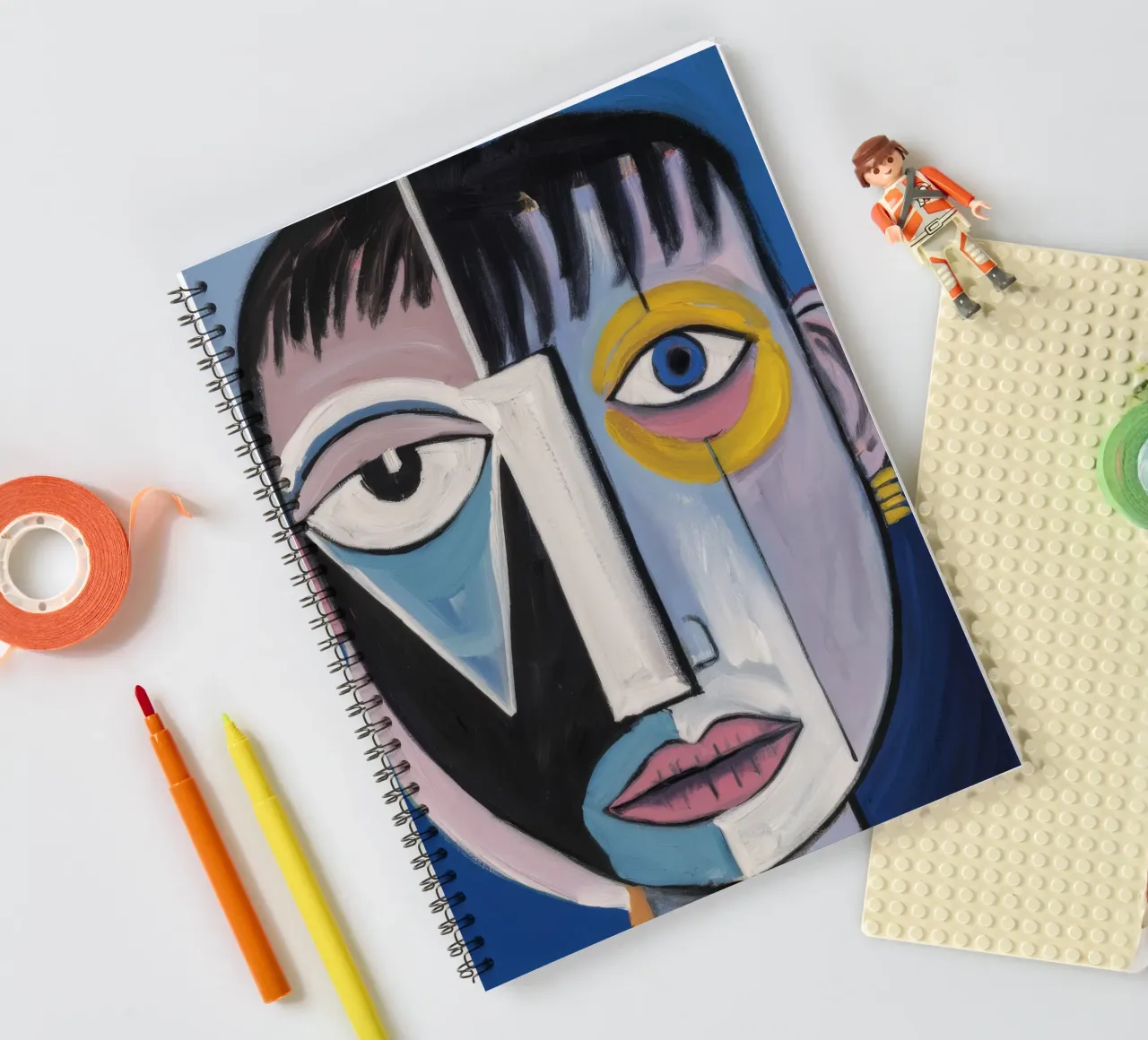 Abstract Geometric Face spiral notebook by Lunar Templar