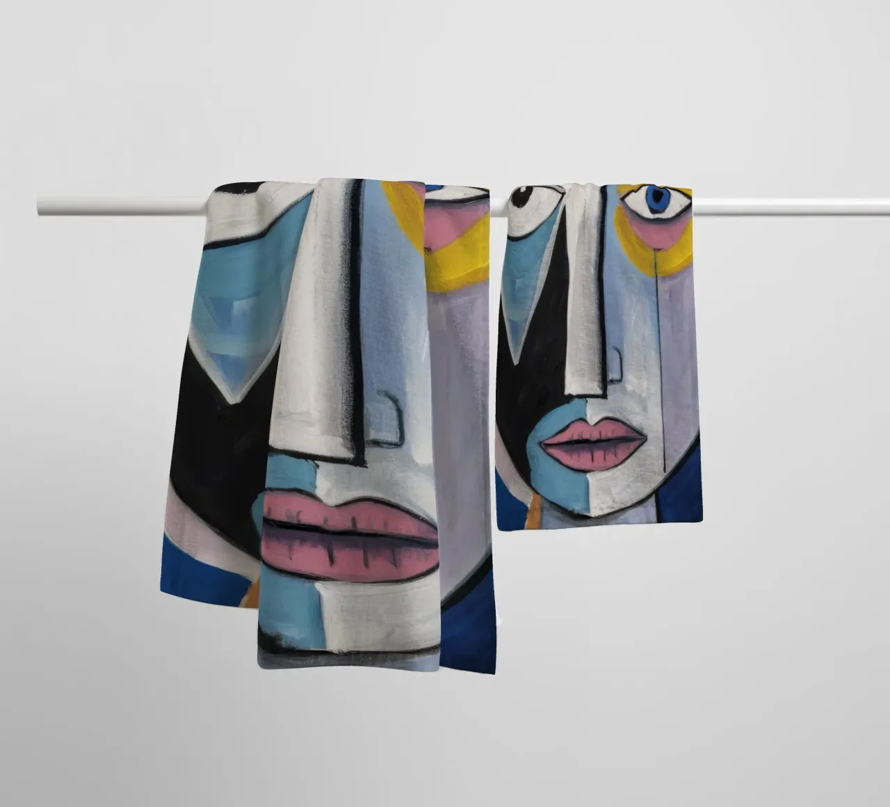 Abstract Geometrisch Gezicht badhanddoek van Lunar Templar