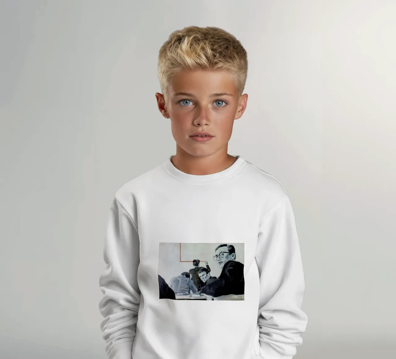 Die Arbeit der Zeit- Johnny Trotz und die Quadratur des Kreises kids sweatshirt by Alexandra Bolzer
