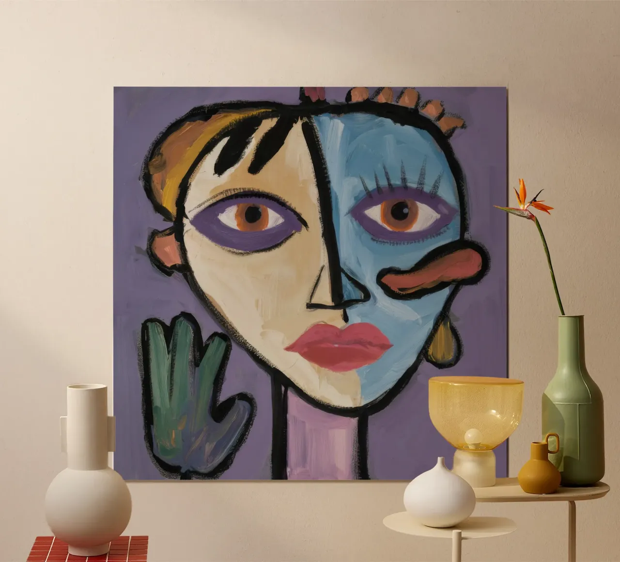 Ritratto astratto a due colori poster da Lunar Templar