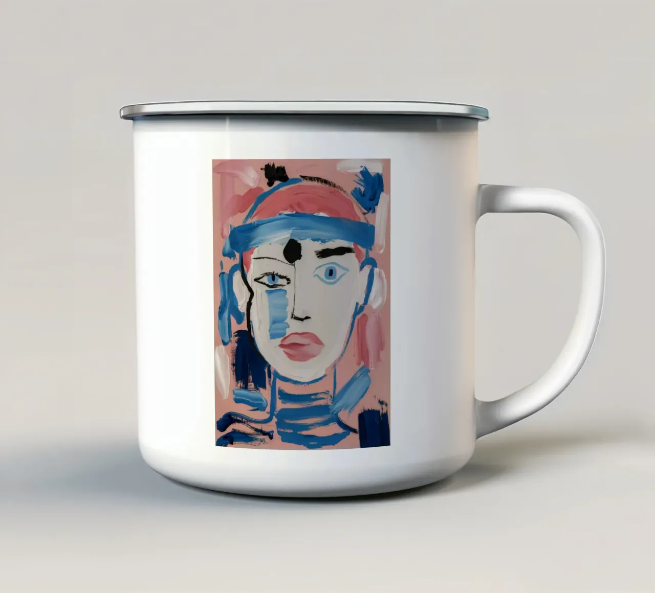 Volto astratto frammentato tazza in smalto da Lunar Templar