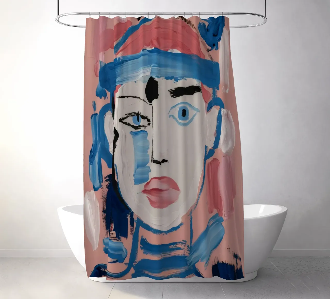 Gefragmenteerd abstract gezicht douchegordijn van Lunar Templar