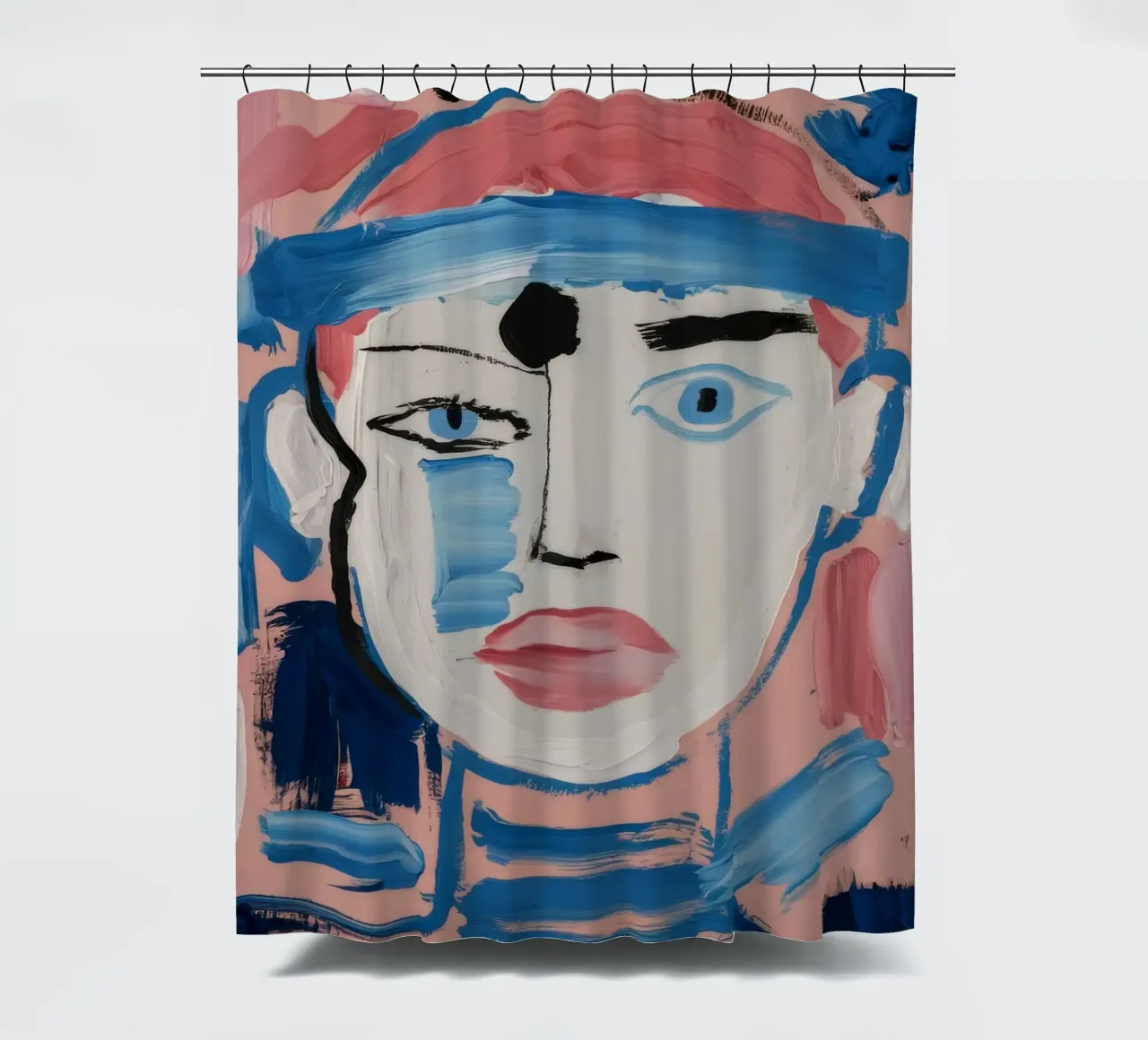 Gefragmenteerd abstract gezicht douchegordijn van Lunar Templar