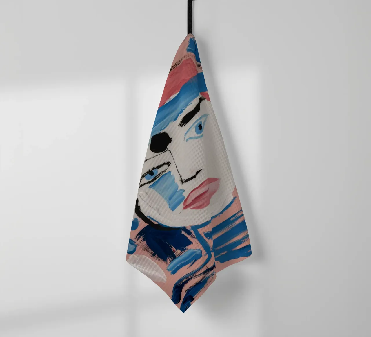 Gefragmenteerd abstract gezicht theedoek van Lunar Templar