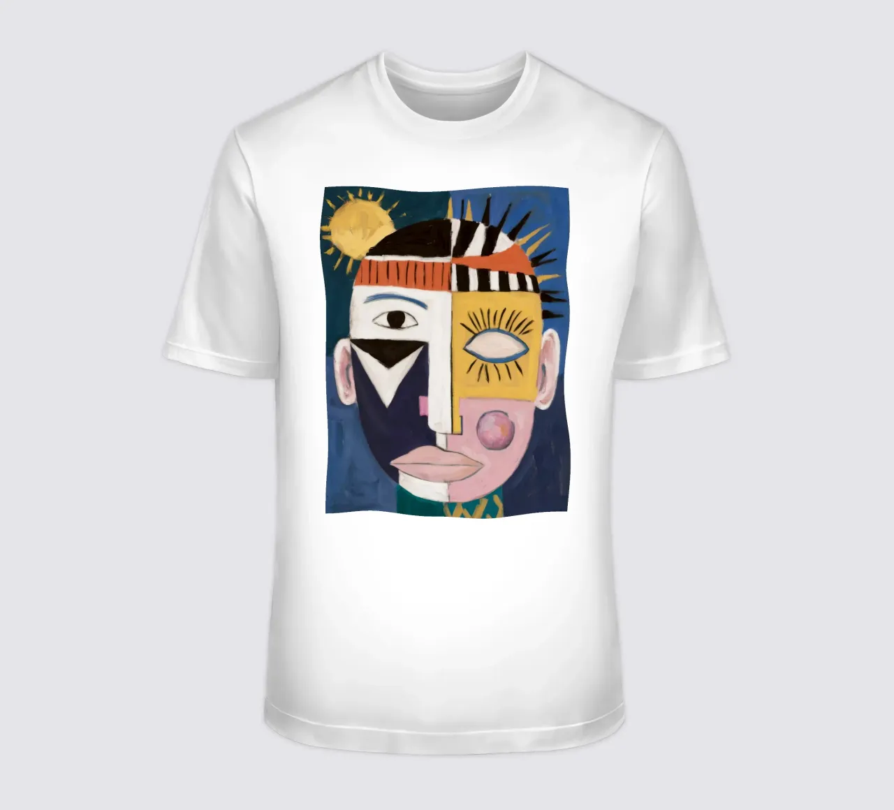 Buntes abstraktes Portrait T-Shirt von Lunar Templar