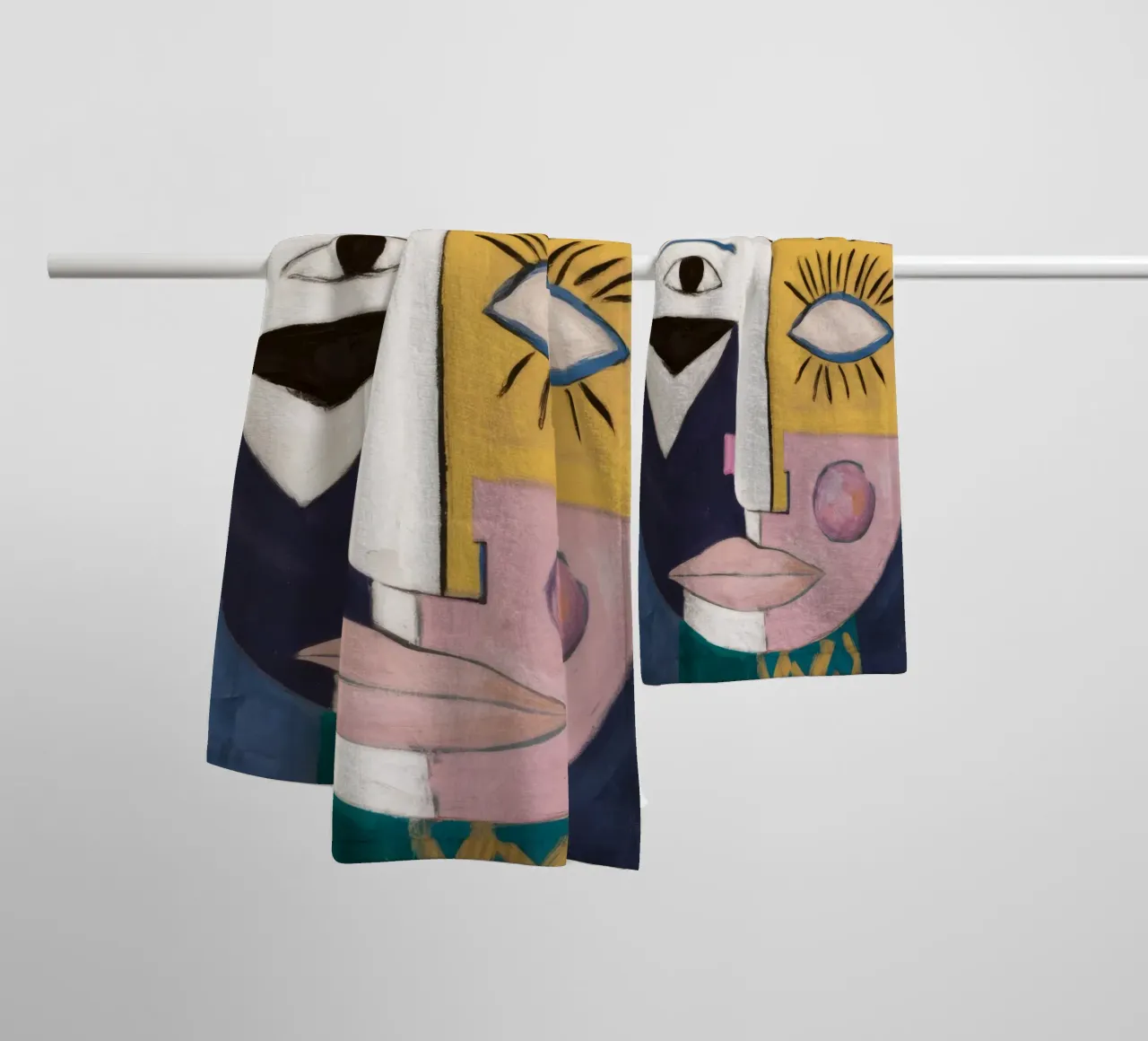 Buntes abstraktes Portrait Handtuch von Lunar Templar