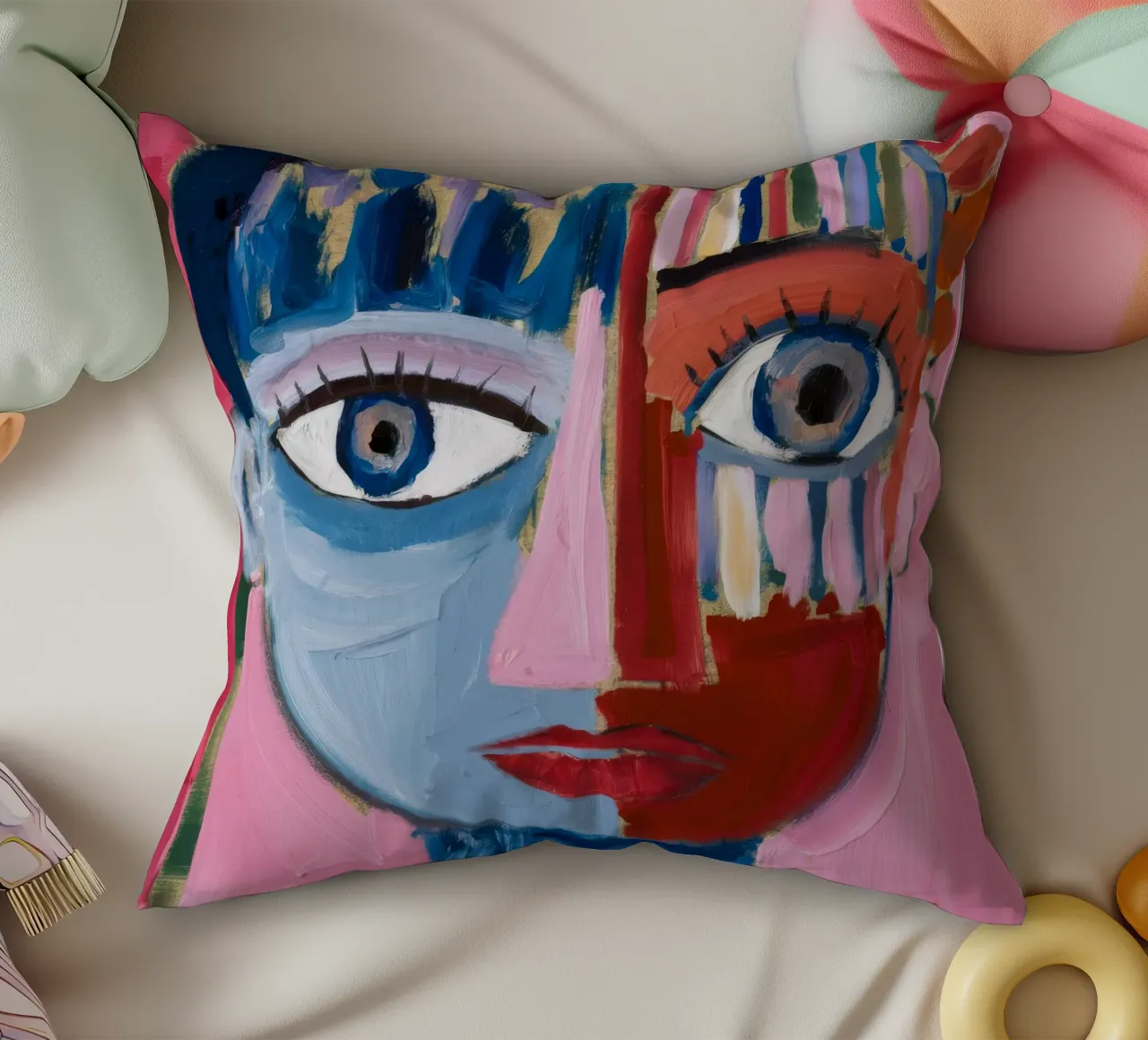 Dynamic Abstract Character decorative cushion by Lunar Templar