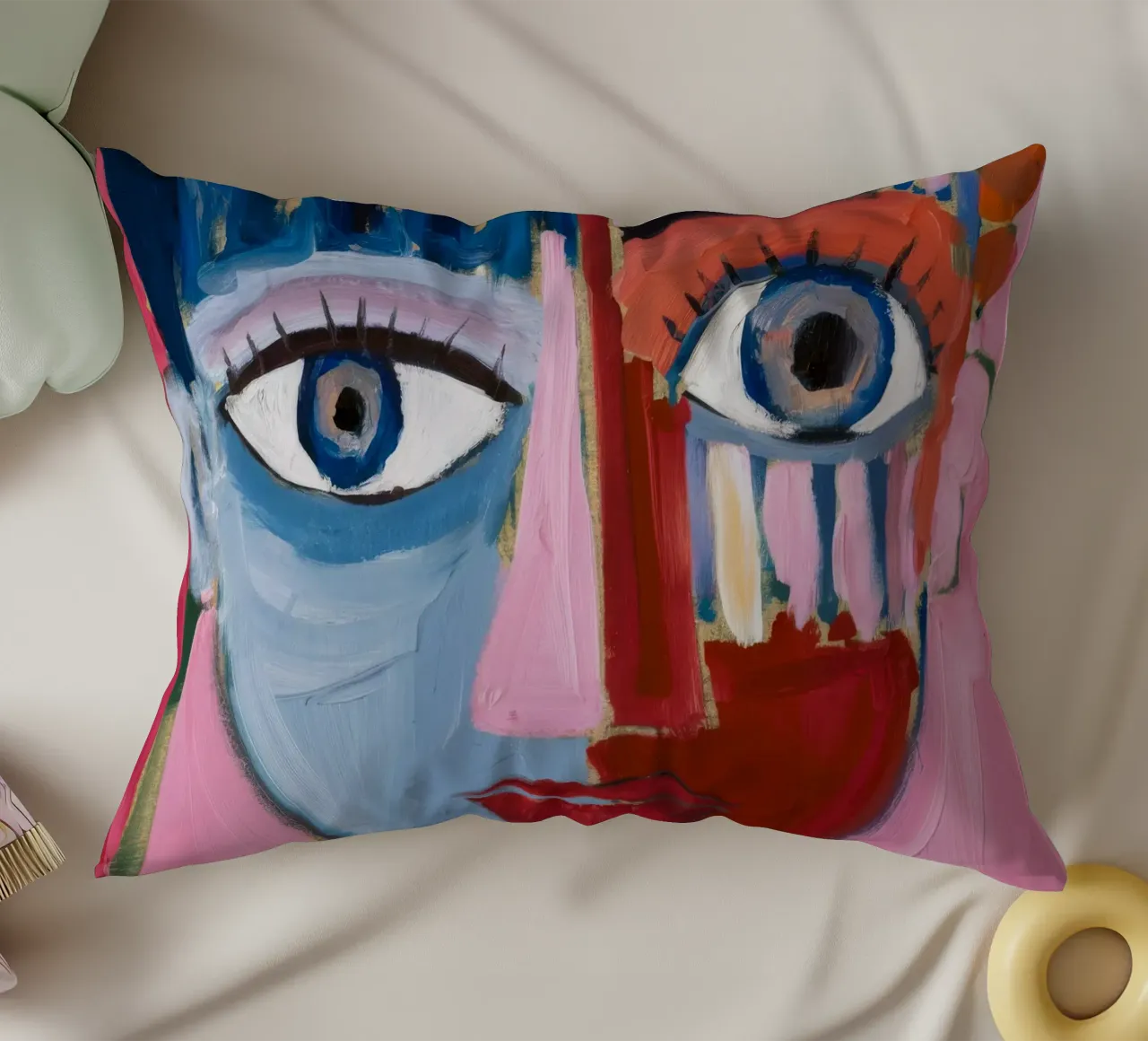 Dynamic Abstract Character decorative cushion by Lunar Templar