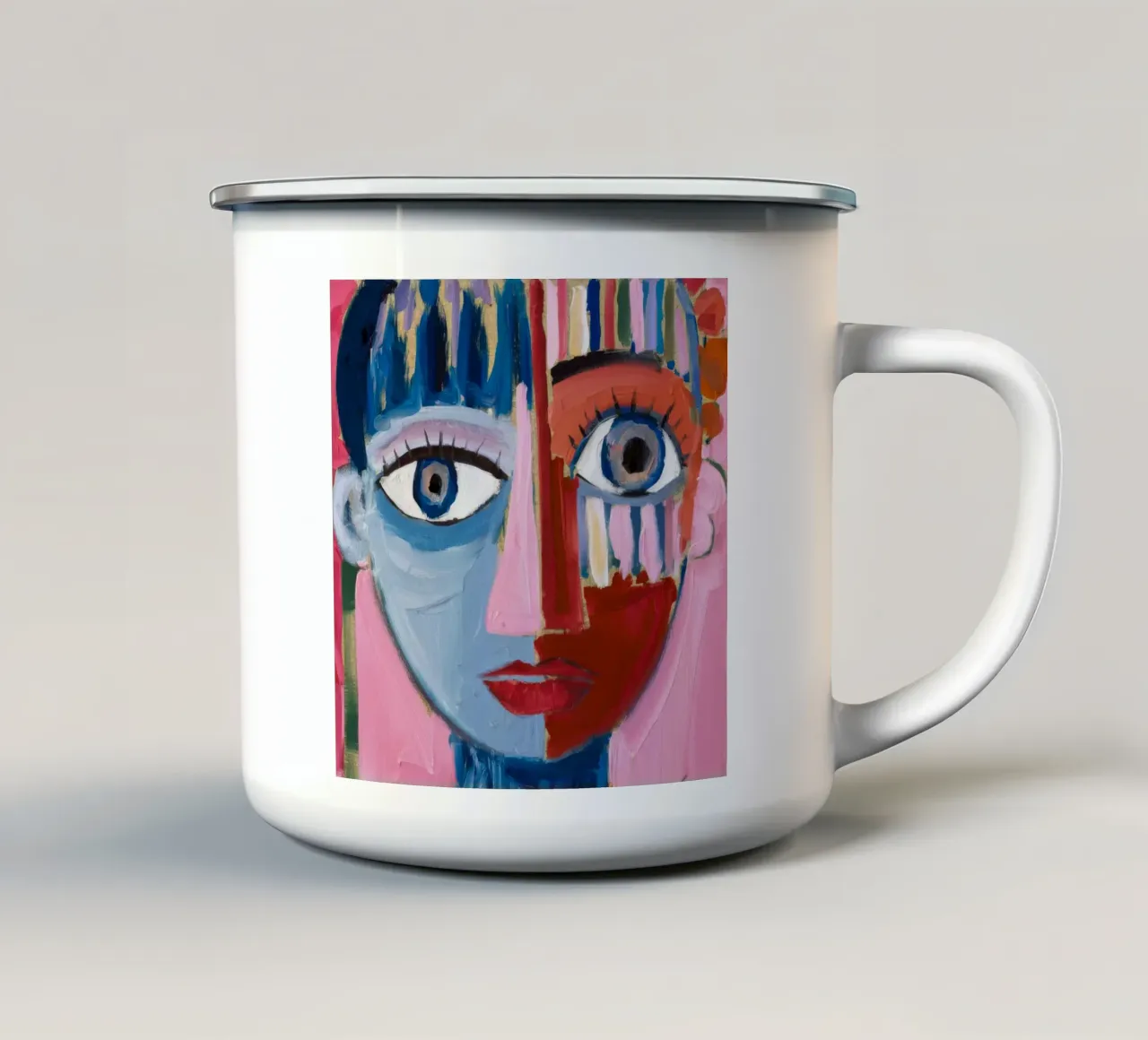 Dynamisch abstract karakter emaille mok van Lunar Templar