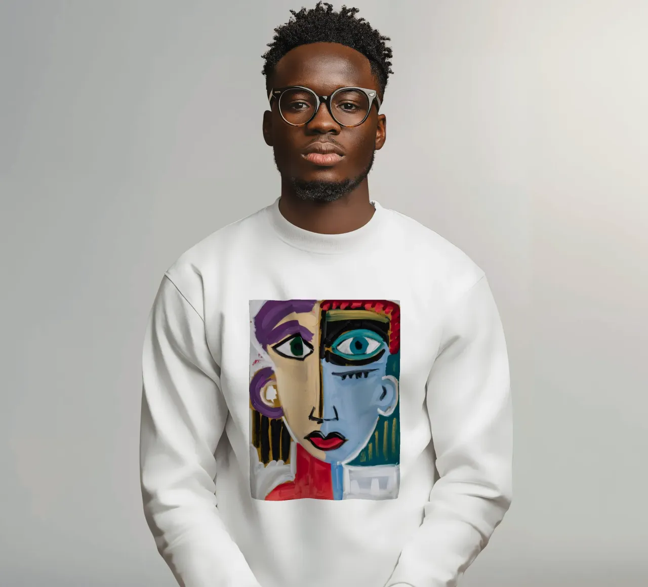 Whimsical Abstract Face sweatshirt by Lunar Templar