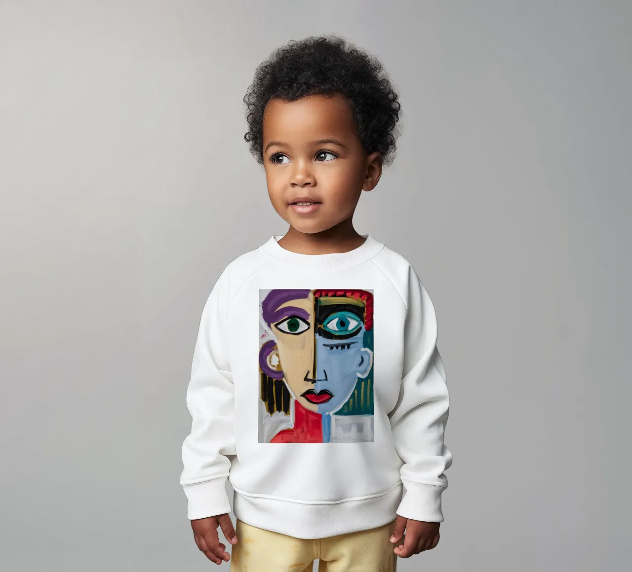 Grillig abstract gezicht baby sweatshirt van Lunar Templar