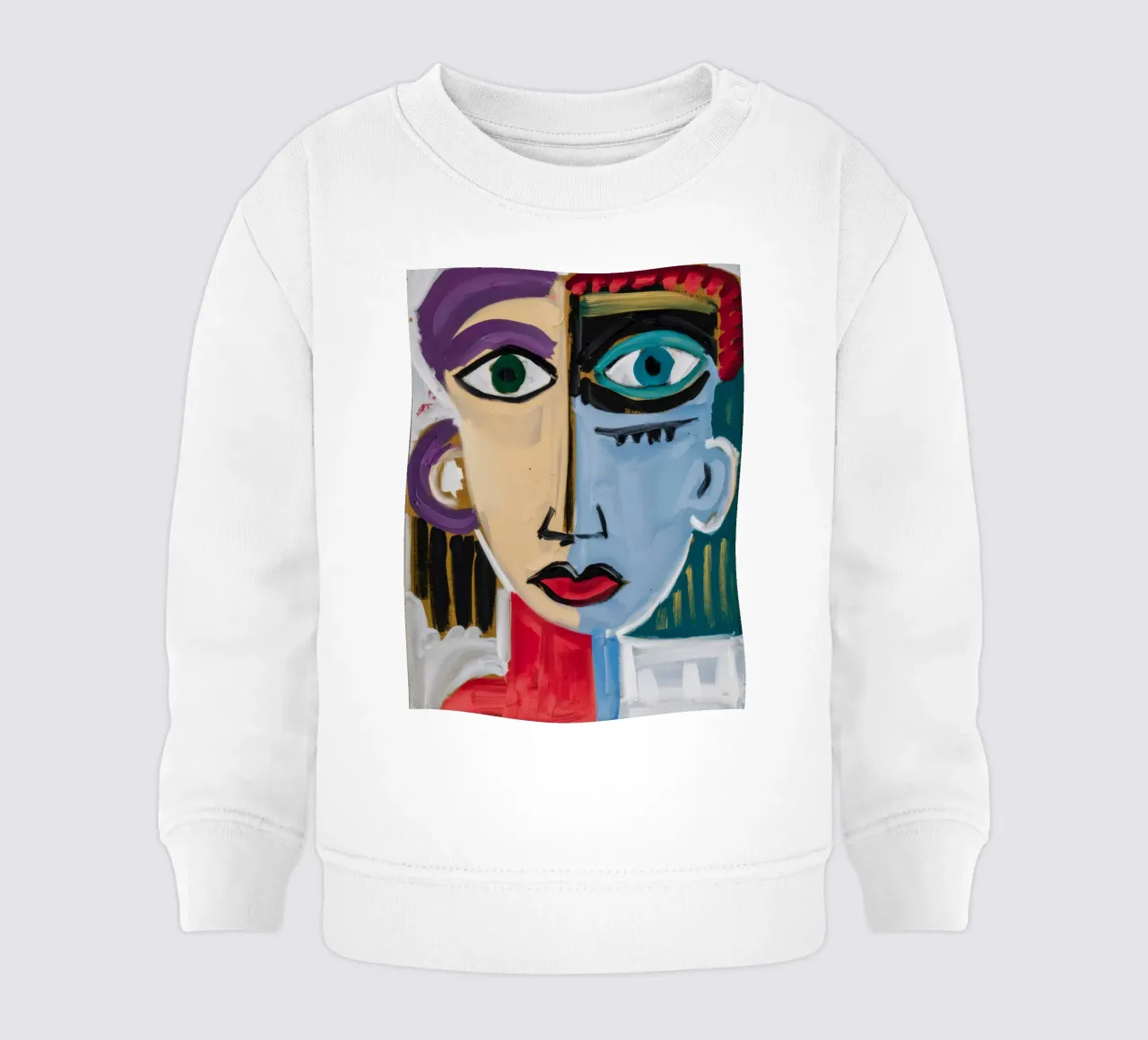 Grillig abstract gezicht baby sweatshirt van Lunar Templar