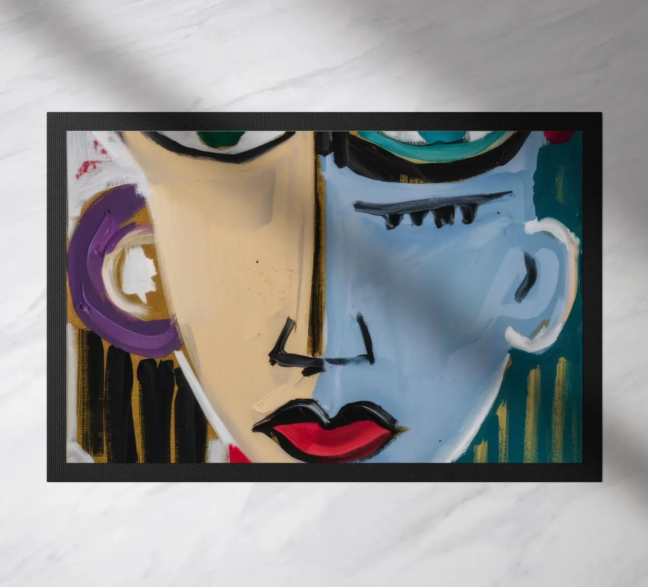 Whimsical Abstract Face doormat by Lunar Templar