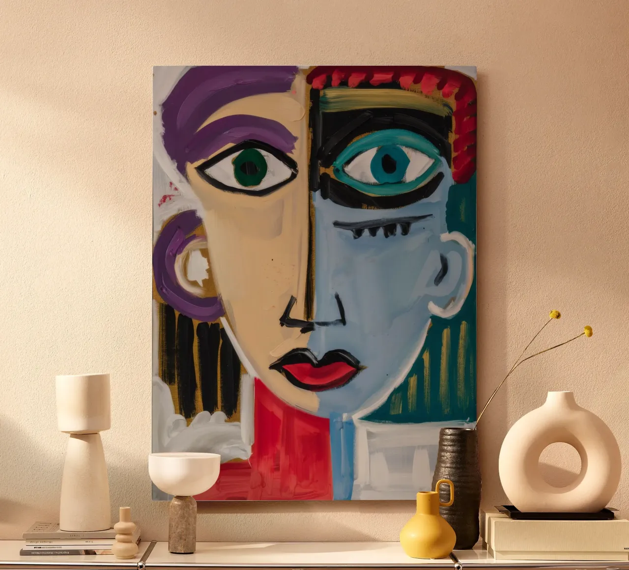 Whimsical Abstract Face alu-dibond by Lunar Templar