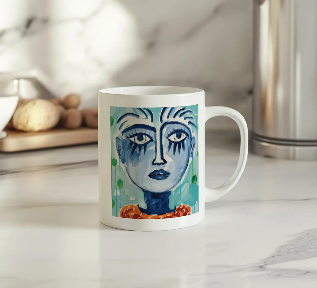 Ritratto geometrico in grassetto tazza in ceramica da Lunar Templar