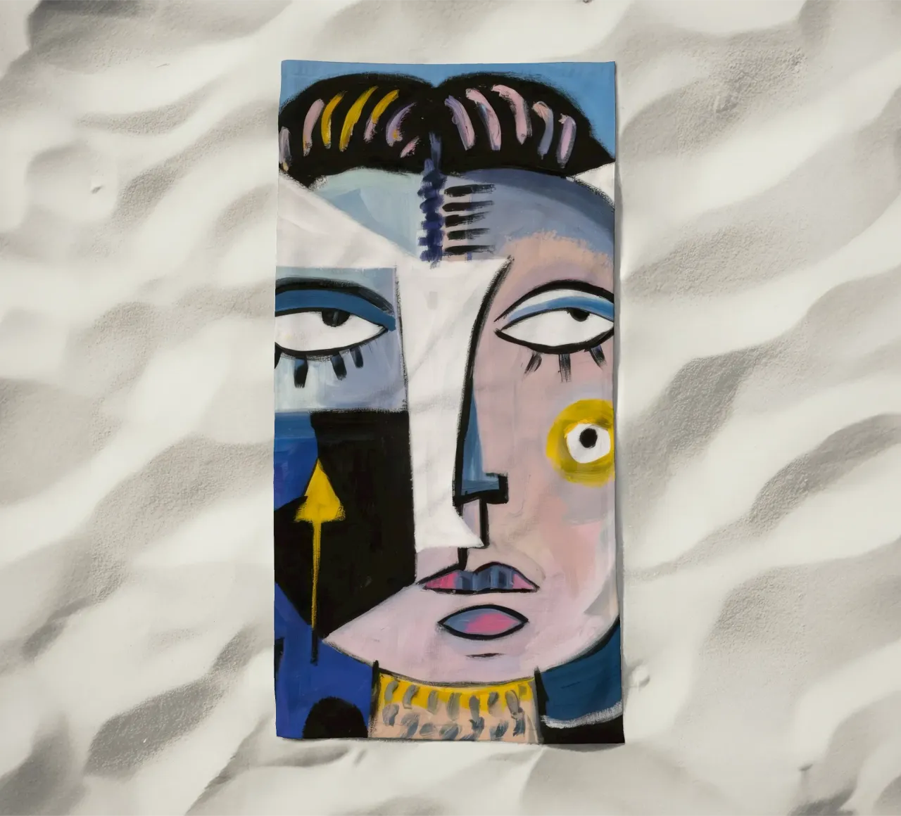 Vibrant Abstract Character beach towel by Lunar Templar