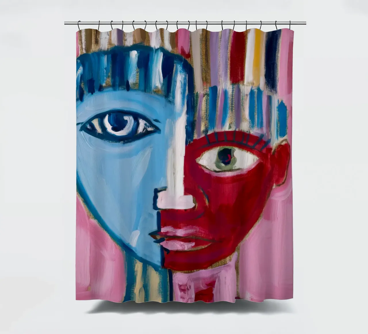 Vibrant Face Harmony shower curtain by Lunar Templar