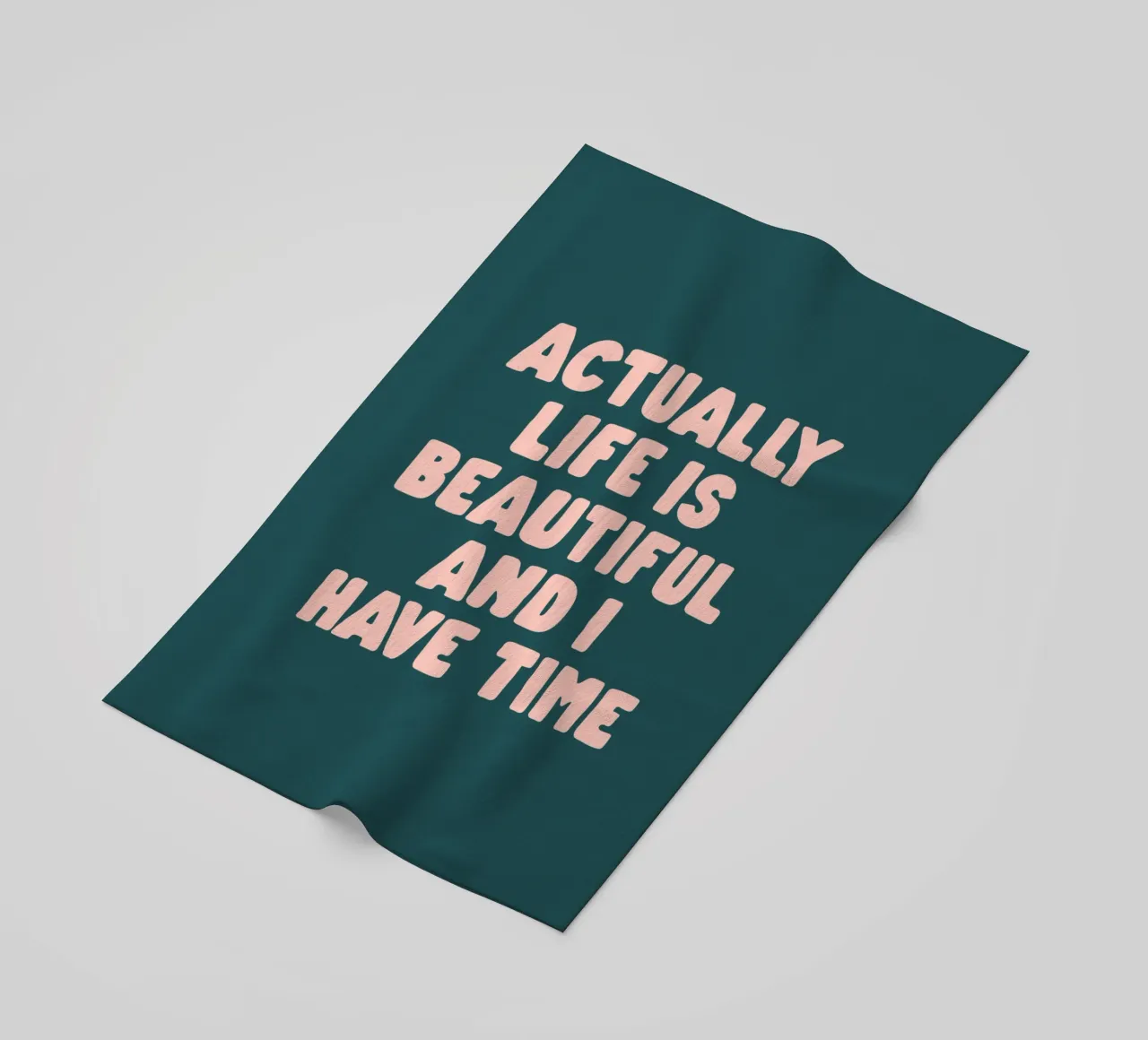 Actually Life is Beautiful and I Have Time Typography Print beach towel by THE MOTIVATED TYPE