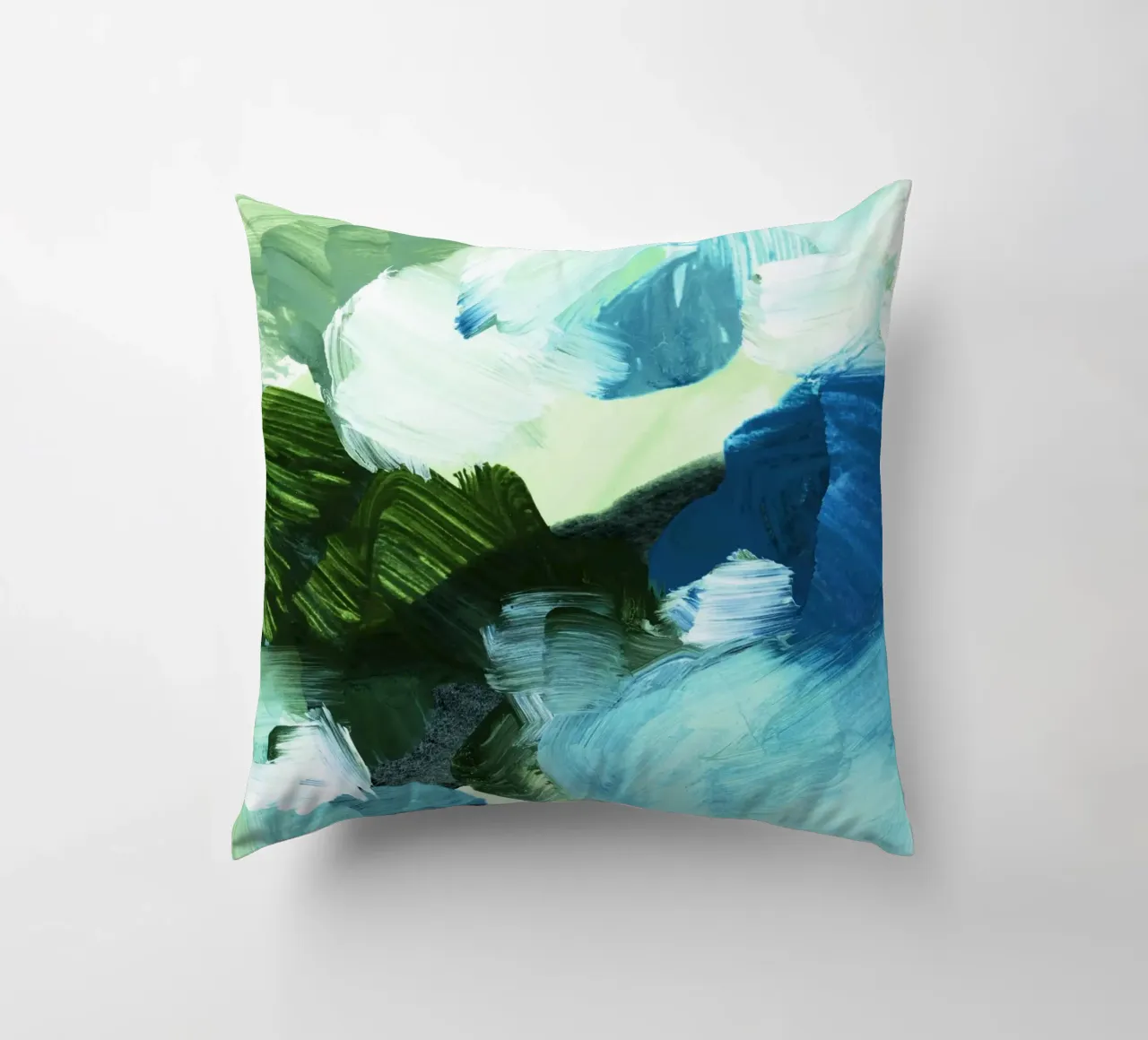 bluegreen brushstrokes cuscino da IRIS LEHNHARDT FINE ART