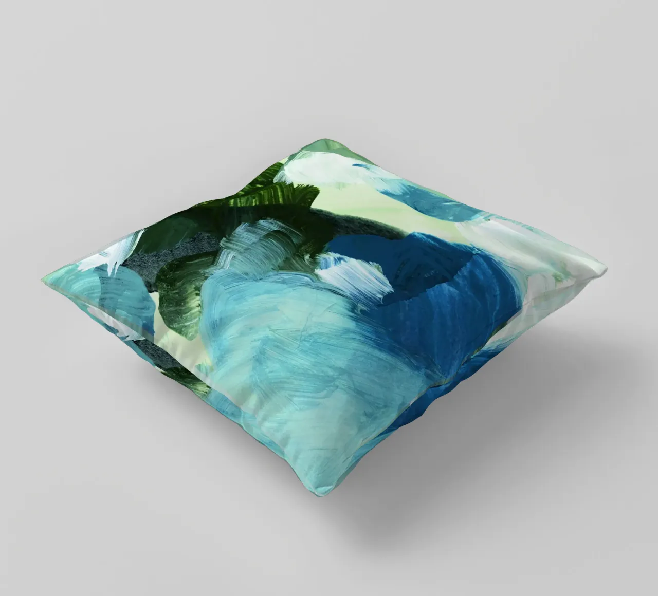 bluegreen brushstrokes cuscino da IRIS LEHNHARDT FINE ART